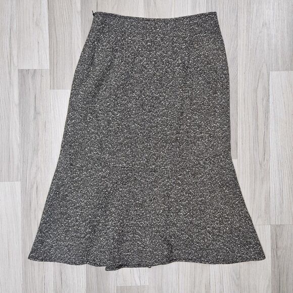 Vintage Carlisle Womens Brown Mermaid Skirt Wool Size 8 Bell Knee-length Tweed - Picture 8 of 12